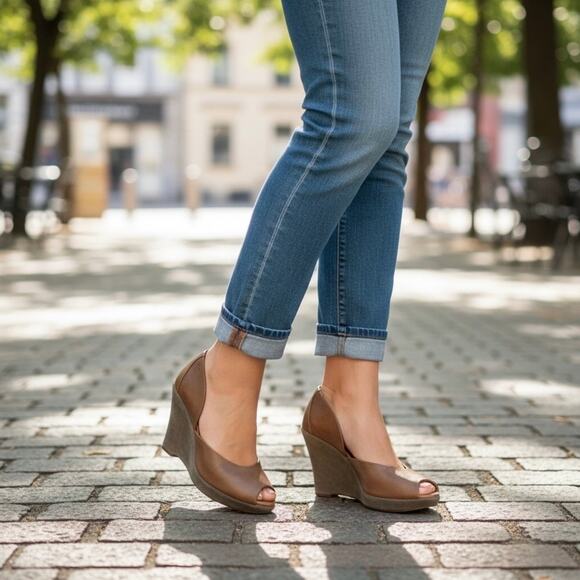 Kork Ease Women's Liliana Olive Green Leather and Suede Wedge Pumps - Size 8/39 - Picture 1 of 10